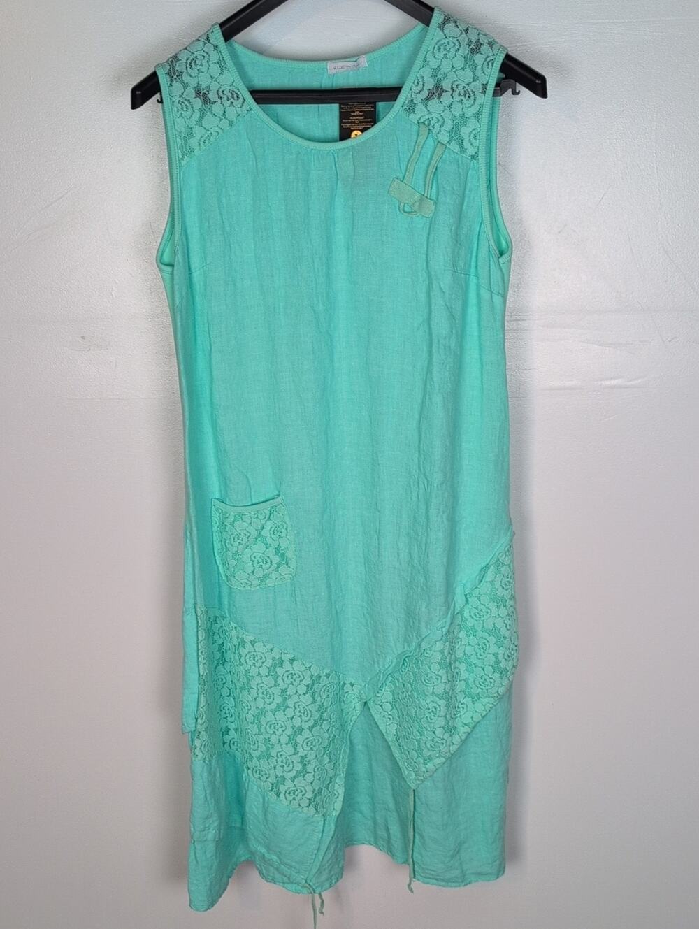 Puro Lino NWT 100% Linen Art-to-Wear Lagenlook Midi Dress